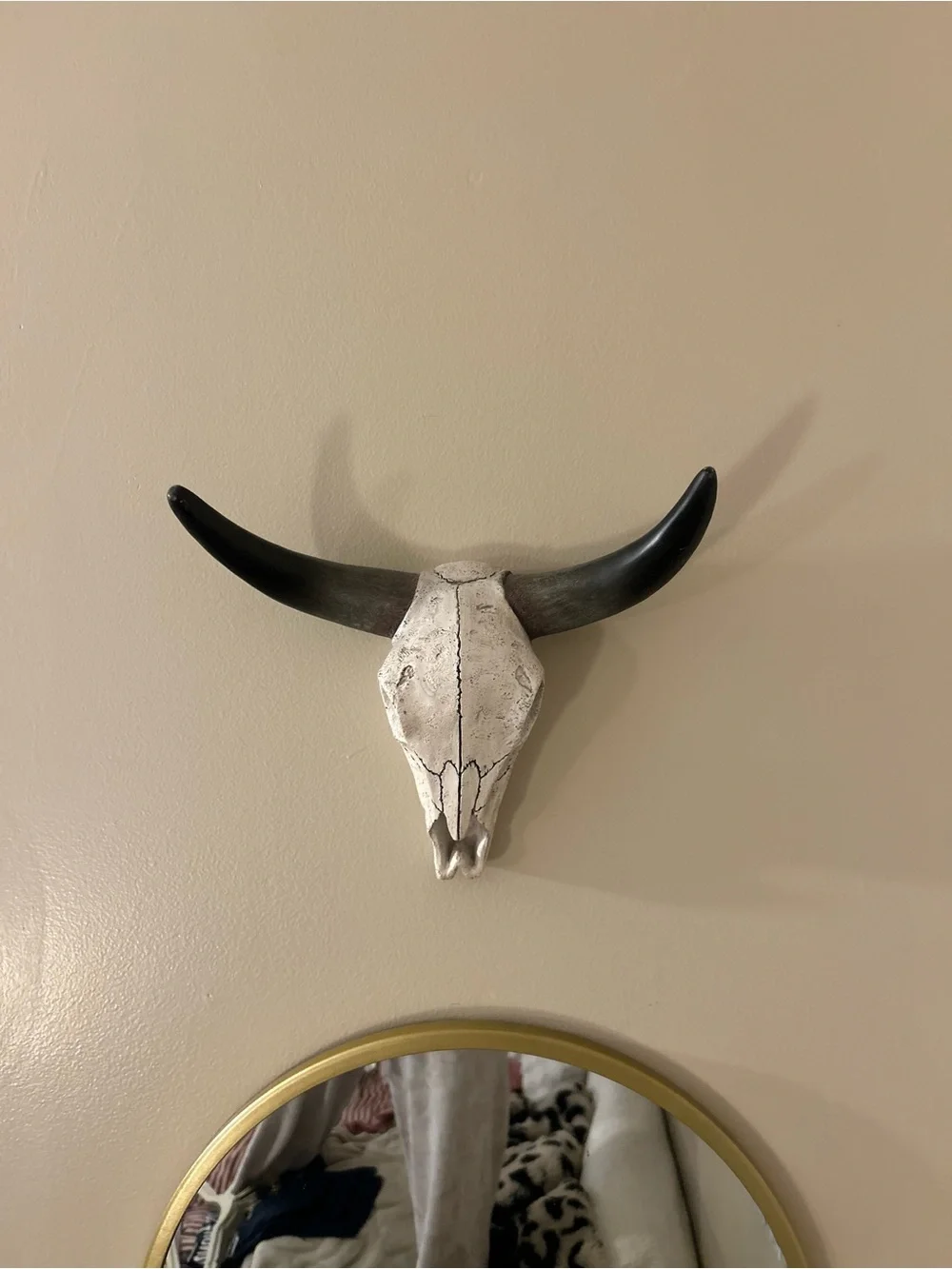 White and Black Faux Cow Bull Skull Wall Decor